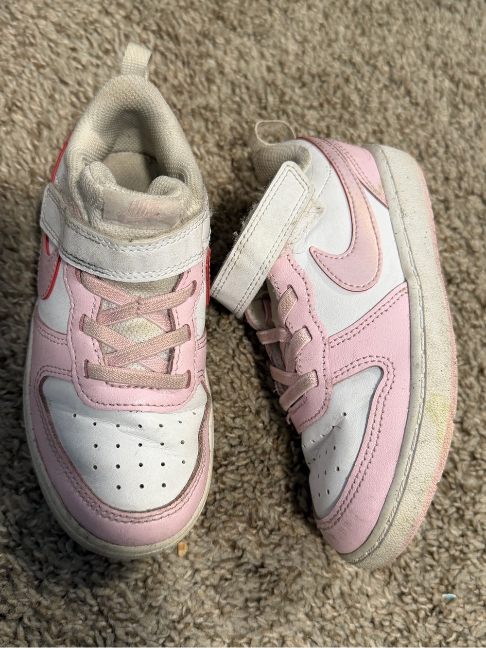 Nike Kids White and Light Pink Low-Top Sneakers